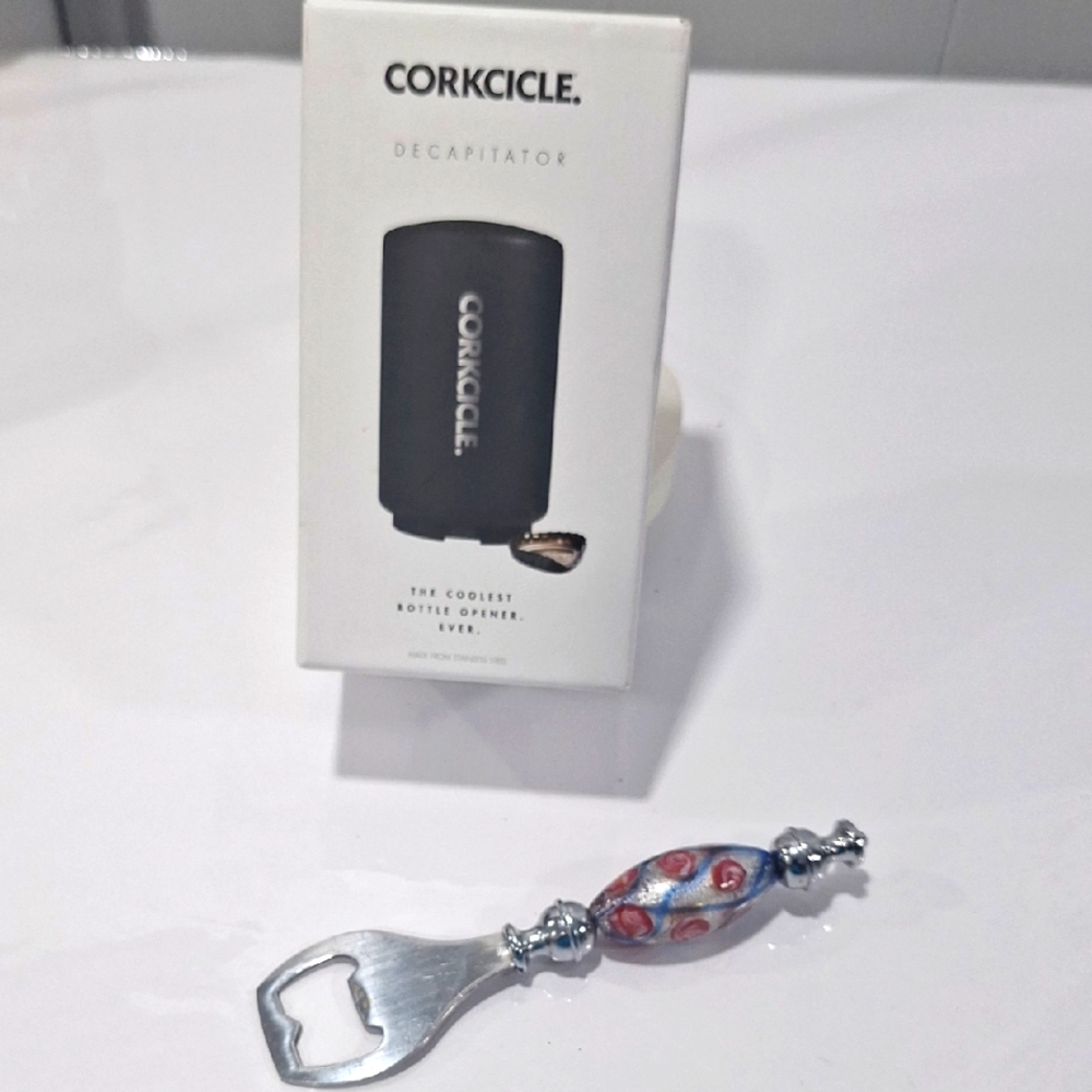 Corkcicle Decapitator and Decorative Murano Glass Bottle Opener